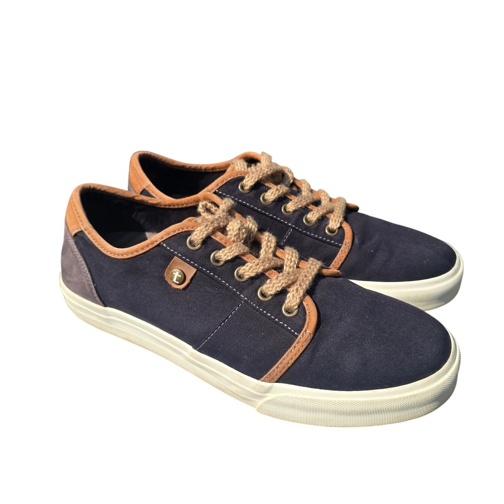 Taos Super Soul Black Canvas Low Top Sneakers Tan Trim Women US 9.5 SSL-14101